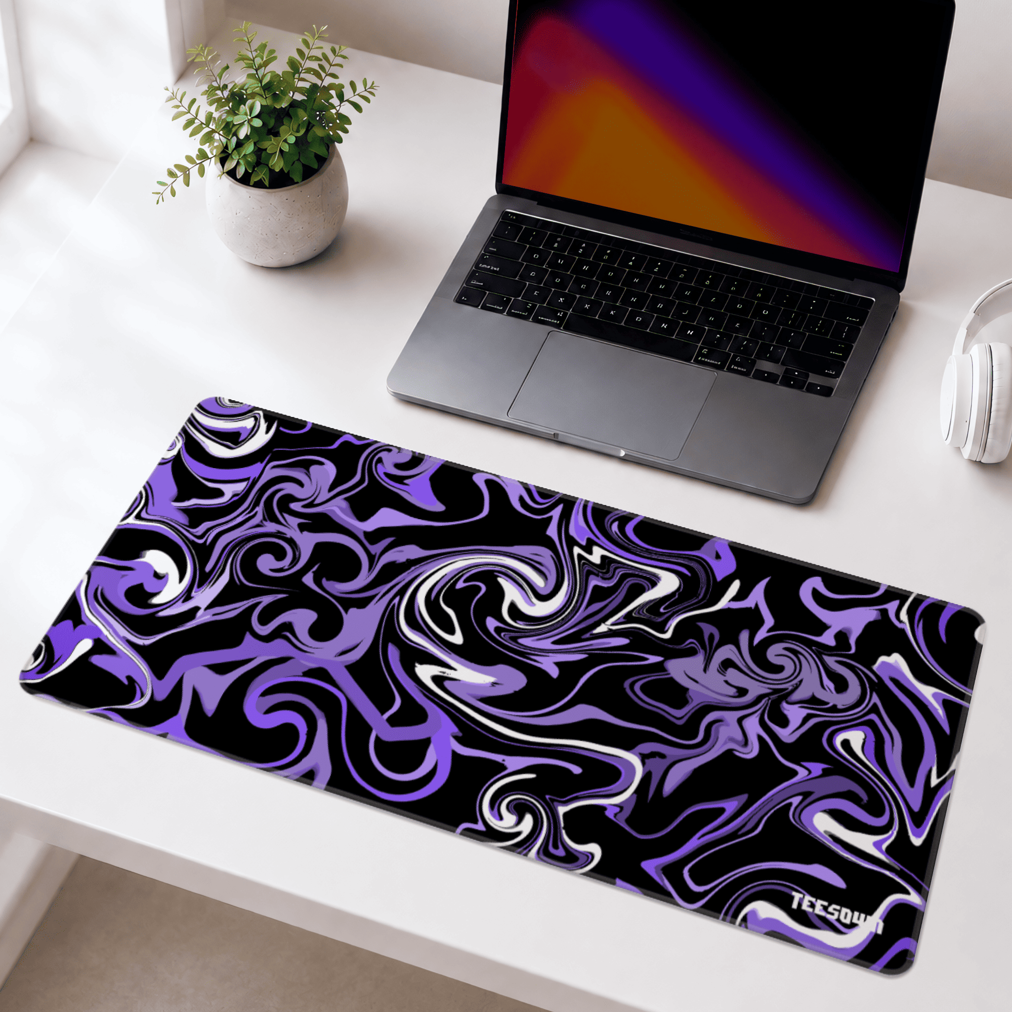 Purple-Black Abstract Deskmat