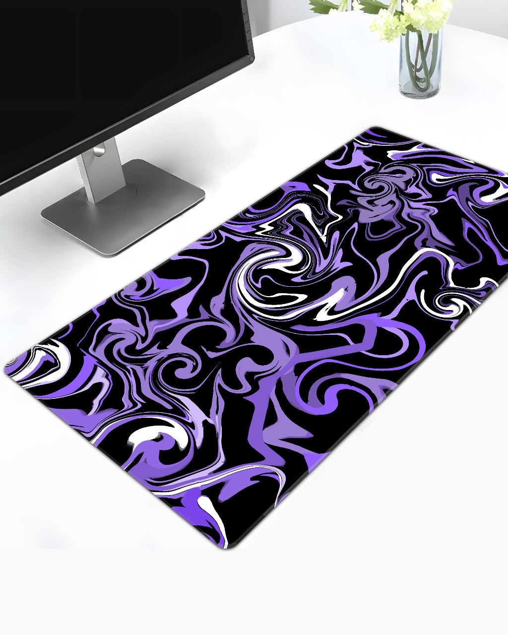 Purple-Black Abstract Deskmat
