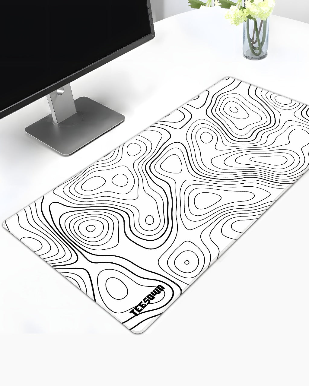 Topo Lines Mono Deskmat